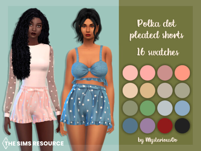 Polka dot pleated shorts by MysteriousOo at TSR