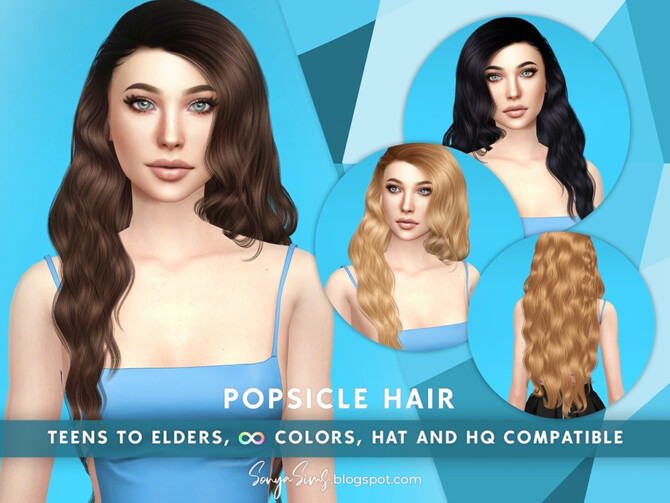 Popsicle long wavy hair (side) by SonyaSimsCC at TSR