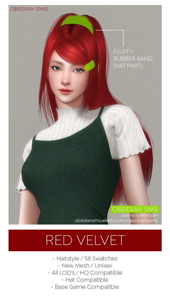 RED VELVET HAIRSTYLE at Obsidian Sims