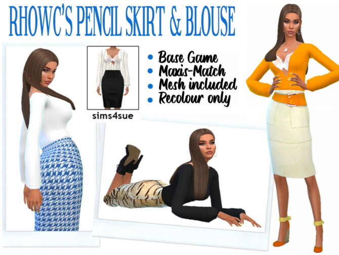 RHOWC’S PENCIL SKIRT & BLOUSE at Sims4Sue