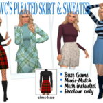 RHOWC’S PLEATED SKIRT & SWEATER at Sims4Sue