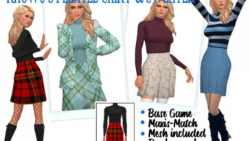 RHOWC’S PLEATED SKIRT & SWEATER at Sims4Sue