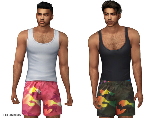 Rainbow Camouflage Shorts by CherryBerrySim at TSR