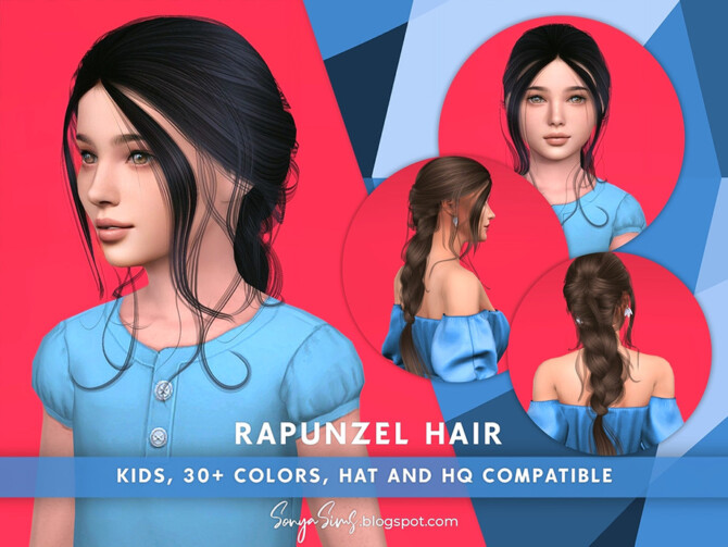 Rapunzel Hair for Kids by SonyaSimsCC at TSR