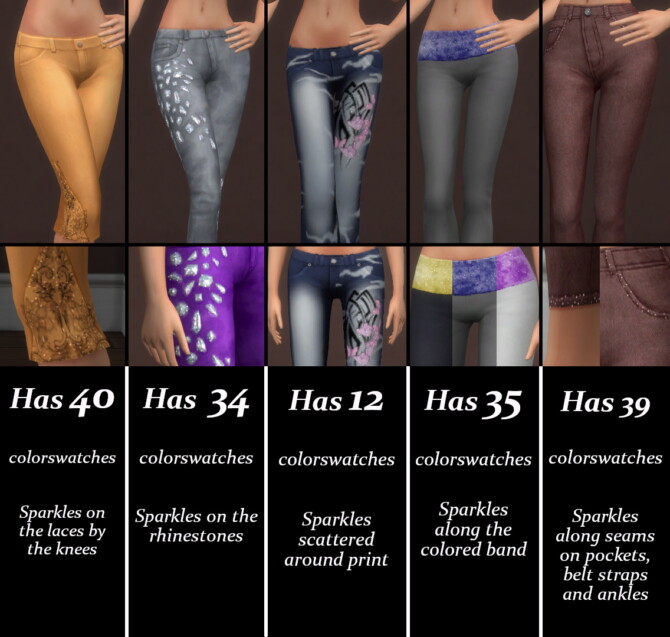 Recolored and Sparkly Bottoms (Basegame) by Serpentia at Mod The Sims 4