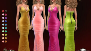 Renika satin dress by jomsims at TSR