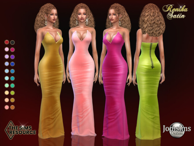 Renika satin dress by jomsims at TSR