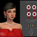 Ruby Diamond Earrings by Glitterberryfly at TSR