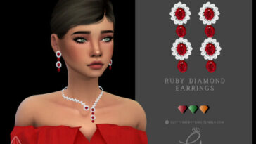 Ruby Diamond Earrings by Glitterberryfly at TSR