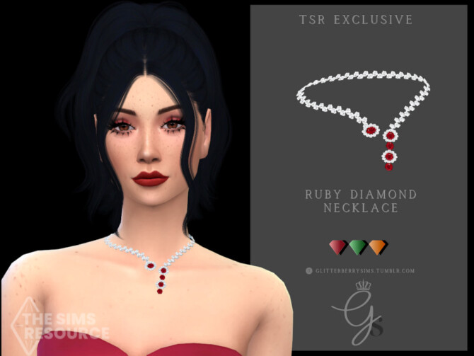 Ruby Diamond Necklace by Glitterberryfly at TSR