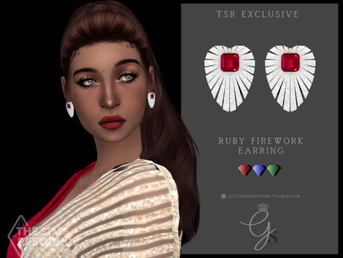 Ruby Firework Earrings by Glitterberryfly at TSR