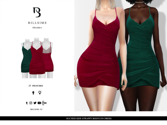 Ruched Side Strappy Bodycon Dress by Bill Sims at TSR