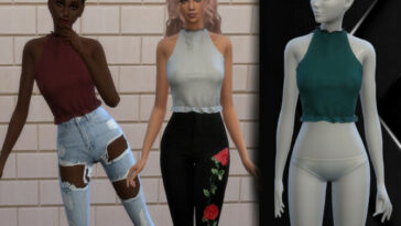 Ruffle Halter Top by chrimsimy at TSR