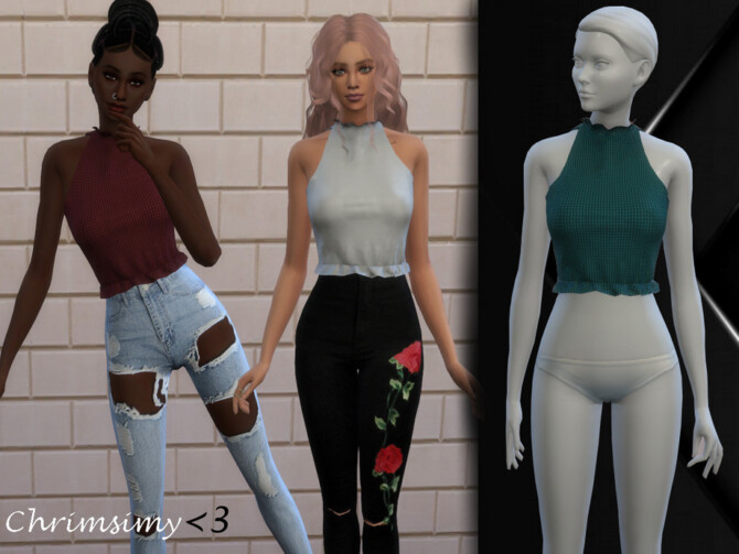 Ruffle Halter Top by chrimsimy at TSR