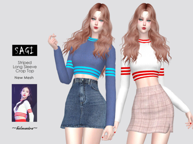 SAGI Striped Crop Top by Helsoseira at TSR