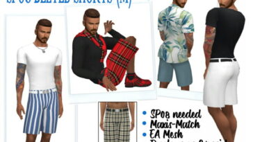 SP08 BELTED SHORTS (M) at Sims4Sue