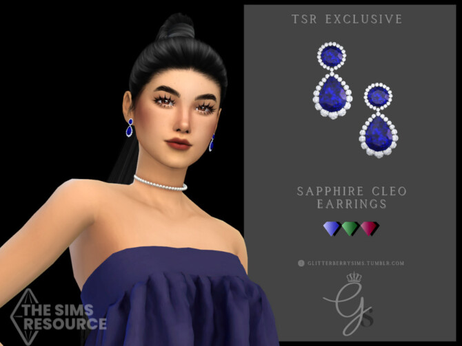 Sapphire Cleo Earrings by Glitterberryfly at TSR