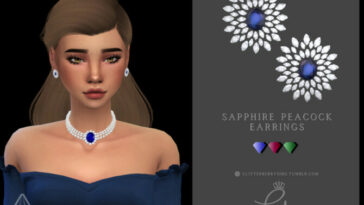 Sapphire Peacock Earrings by Glitterberryfly at TSR