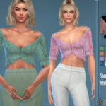 Shape Striped Velvet Crop Top by Harmonia at TSR