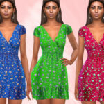 Short Sleeve Floral Dresses by Saliwa at TSR