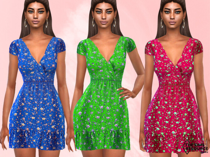 Short Sleeve Floral Dresses by Saliwa at TSR