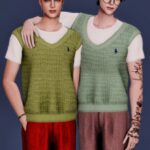 Short Sleeved T-shirt & Sweater Vest & Corduroy Pants at RIMINGs