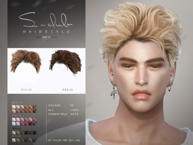 Short curly hair for male by S-Club WM at TSR