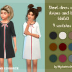 Short dress with stripes and bow (child) by MysteriousOo at TSR