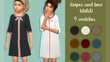 Short dress with stripes and bow (child) by MysteriousOo at TSR