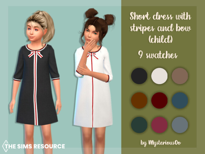 Short dress with stripes and bow (child) by MysteriousOo at TSR