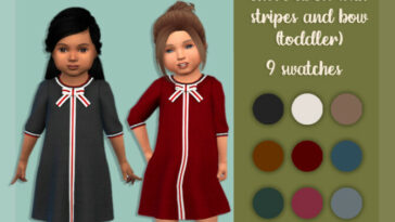 Short dress with stripes and bow (toddler) by MysteriousOo at TSR