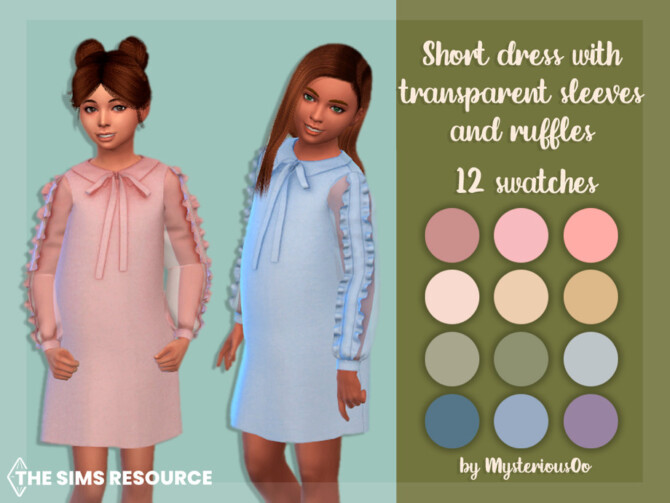 Short dress with transparent sleeves and ruffles by MysteriousOo at TSR