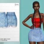 Side Button Denim Skirt MC284 by mermaladesimtr at TSR