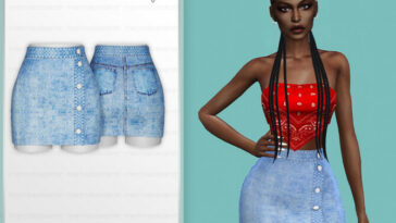 Side Button Denim Skirt MC284 by mermaladesimtr at TSR