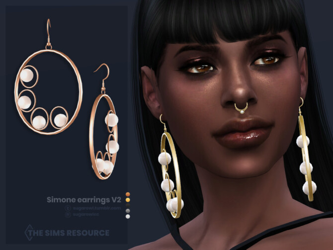 Simone earrings V2 by sugar owl at TSR