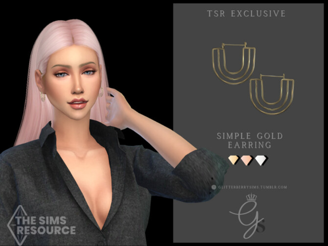 Simple Gold Earrings by Glitterberryfly at TSR