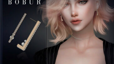 Simple diamond pearl earrings by Bobur3 at TSR