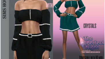 Skirt with belt with crystals by Sims House at TSR