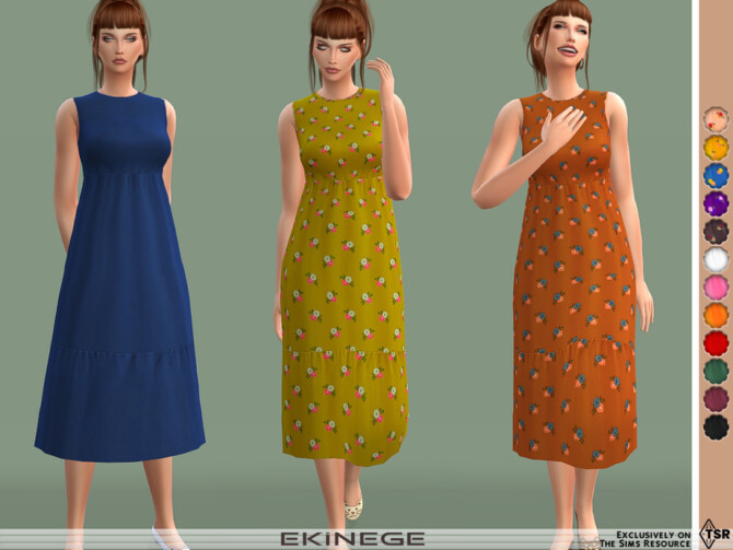 Sleeveless Tiered Midi Dress by ekinege at TSR