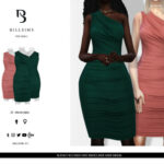 Slinky Ruched One Shoulder Midi Dress by Bill Sims at TSR