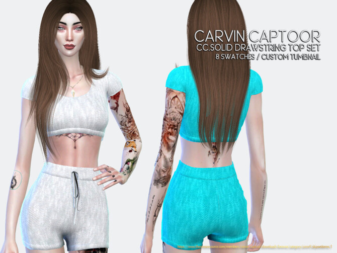 Solid Drawstring Top Set by carvin captoor at TSR