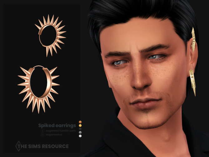 Spiked male earrings | Left by sugar owl at TSR