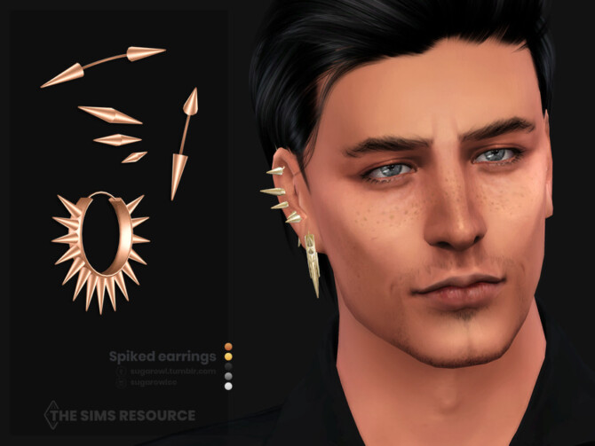 Spiked male earrings | Right by sugar owl at TSR