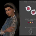 Square Ruby Earrings by Glitterberryfly at TSR