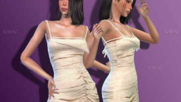 Stone Gathered Asymmetric Mini Dress DO183 by D.O.Lilac at TSR