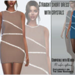 Straight short dress with crystals by Sims House at TSR