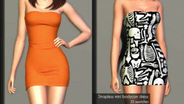 Straplees mini bodycon dress at LazyEyelids