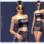 Strapless Leopard Print Crop Top DO117 by D.O.Lilac at TSR