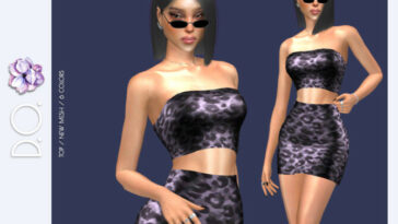 Strapless Leopard Print Crop Top DO117 by D.O.Lilac at TSR