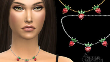 Strawberry pendant chain necklace by NataliS at TSR